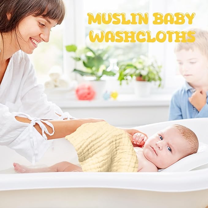 Breling 20 Pcs Baby Muslin Washcloth 12 x 12 Inch 100% Cotton Soft and - Image 5