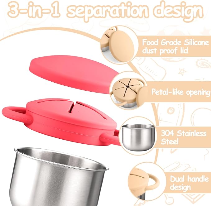 2-Pack Stainless Steel Snack Containers - Image 3