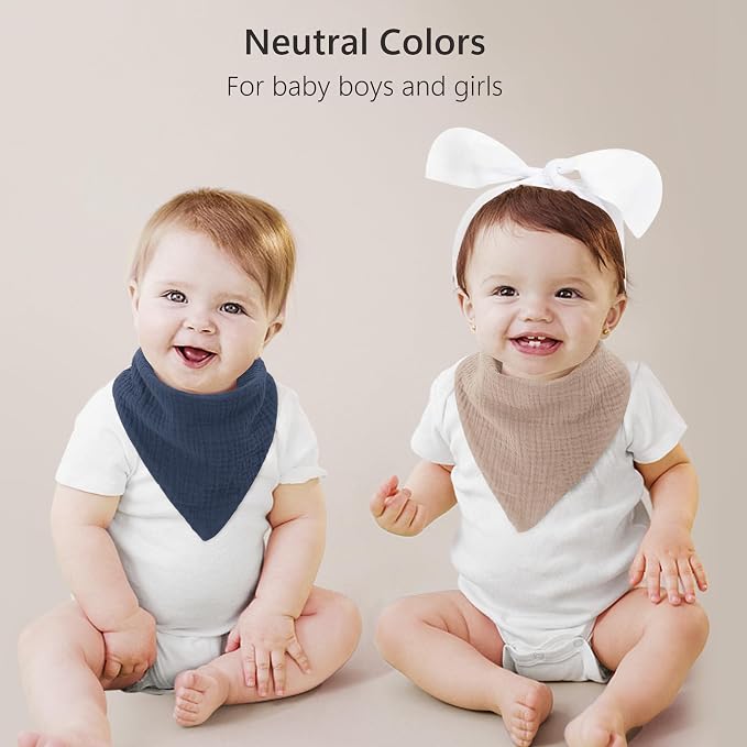 Bearmoss Muslin Baby Bibs 8 Pack Soft Bandana Bibs - Image 3