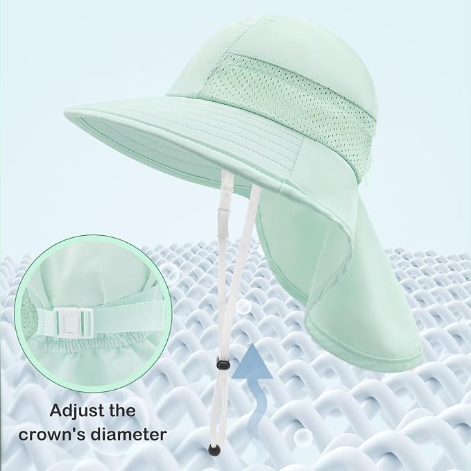 XIAOHAWANG Girls Sun Hat Baby Beach Hats Boys UPF 50+ Kids Summer Protection - Image 4