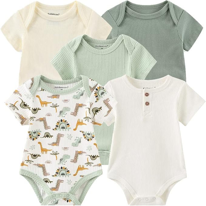 Kiddiezoom Newborn Baby Unisex Cotton One-Piece Bodysuits Baby Gift 5-Pack Baby by Kiddiezoom