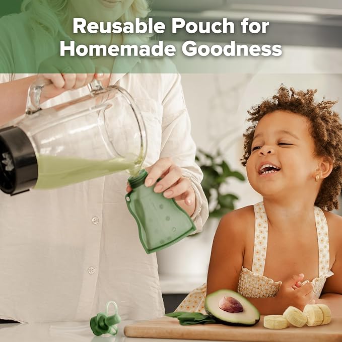 haakaa Baby Food Pouch Refillable Baby Squeeze Silicone Yummy Pouch, Soft - Image 2