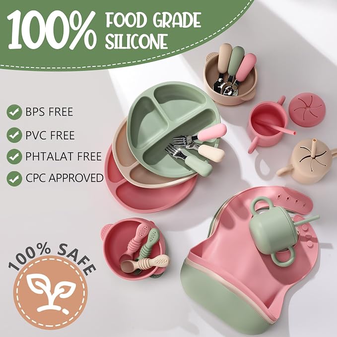 Yinder 24 Pack Silicone Baby Feeding Set Baby LED Weaning Supplies Includes - Image 2