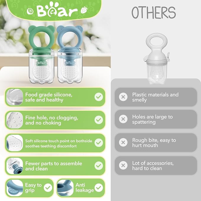 Bear Baby Fruit Food Feeder & Mini Freezer Nibble Tray Combo, 2 Pack Breastmilk - Image 8