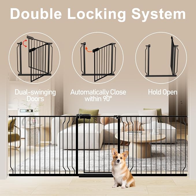 WAOWAO Baby Gate 71.65-85.03" Extra Wide Pressure Mounted Walk Through Swing - Image 4