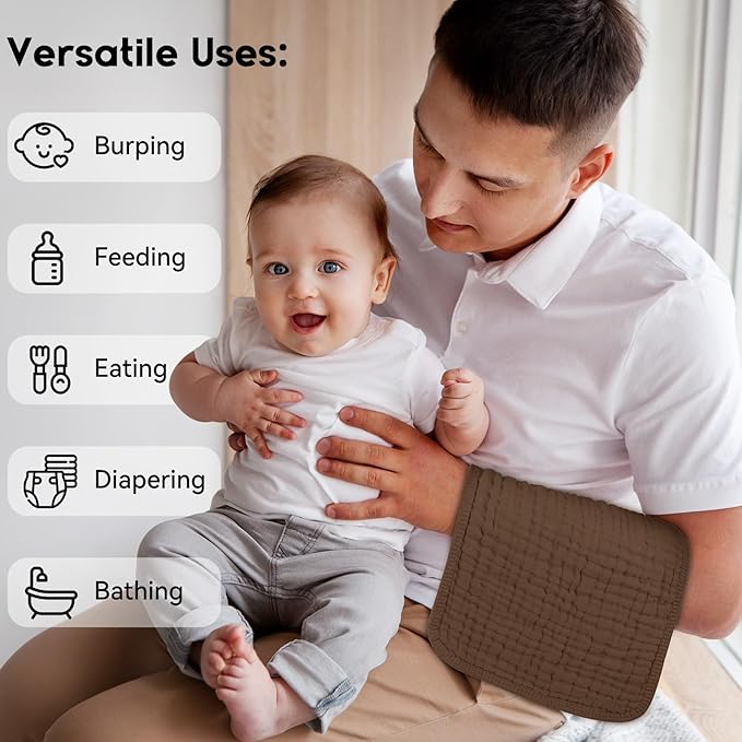 Muslin Burp Cloths for Baby 100% Cotton Burping Cloths for Boys Girls Large - Image 5