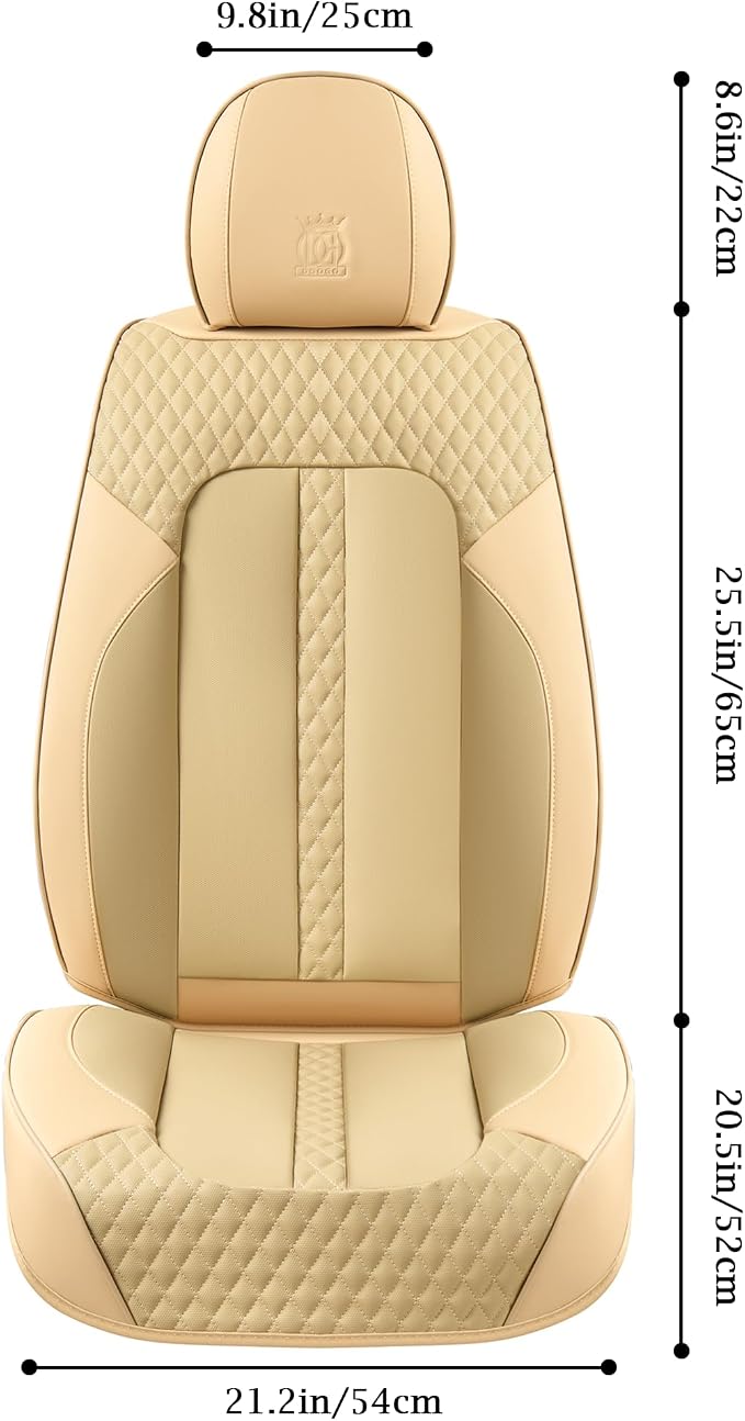 Doogo Front Seat Covers, Leather Car Seat Covers 2-Pack, Waterproof Universal - Image 3