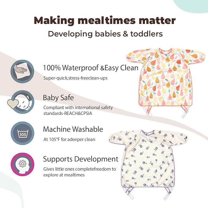 Happy Flute Long Sleeve Baby Bib-Mess Proof Baby Feeding Bibs - Image 4