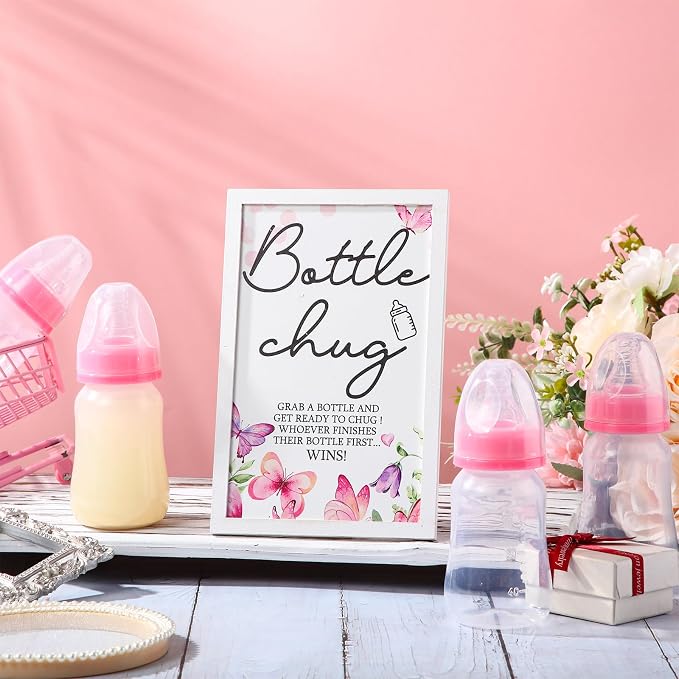 Roowest Bottle Chug Baby Shower Game Favors Including Pink Butterfly Theme - Image 4