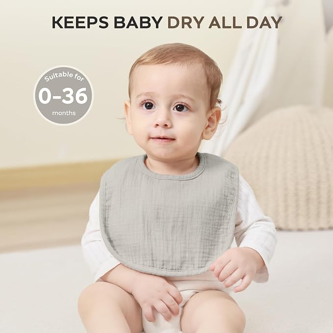 JELLYMONI 8 Pack Muslin Drool Bibs - Image 2