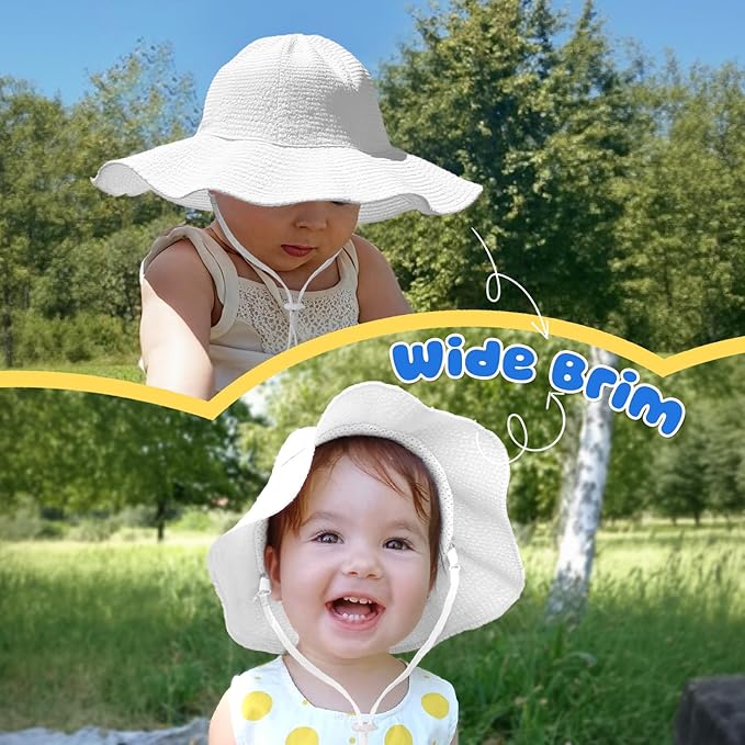 HONGTEYA Baby Sun Hat Toddler Girl Beach Hat Adjustable Outdoor Summer Hat UPF - Image 4