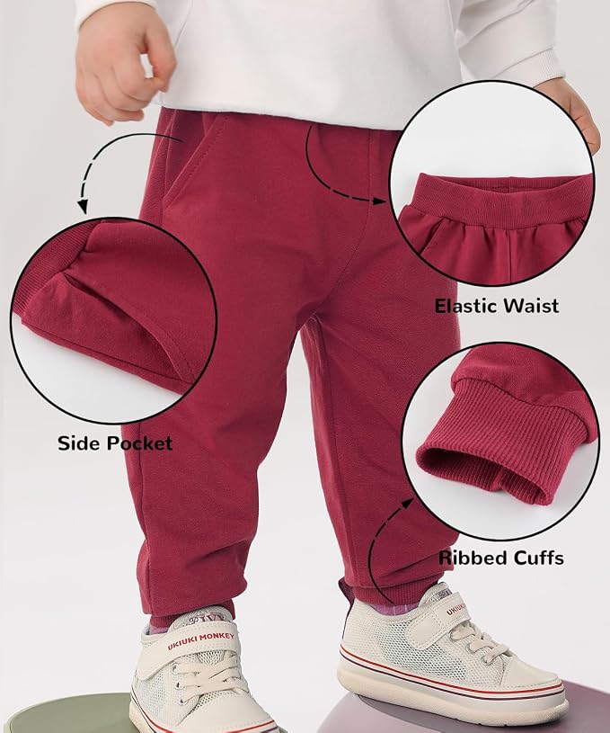 GFQLONG 2/3 Pack Toddler Pants Sweatpants Boys Cotton Joggers, Athletic Pull on - Image 3