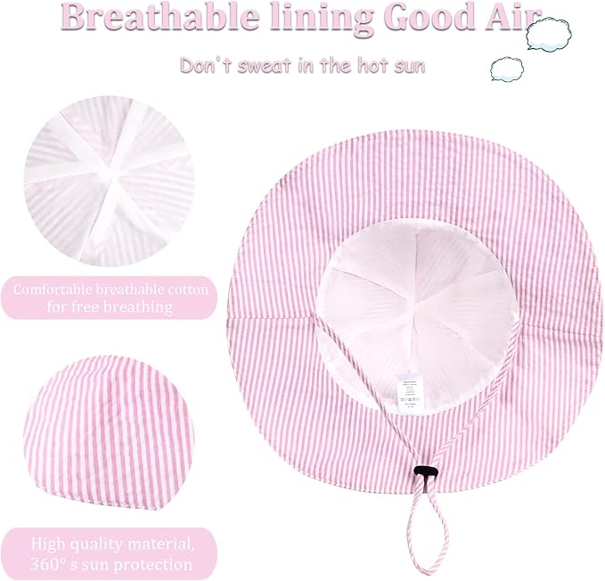 Baby Girl Sun Hat with UPF 50+ Outdoor Adjustable Beach Hat with Wide Brim - Image 4