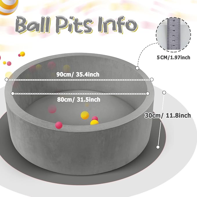 Foam Baby Ball Pit, 35.4"x 11.8" Ball Pits - Image 2