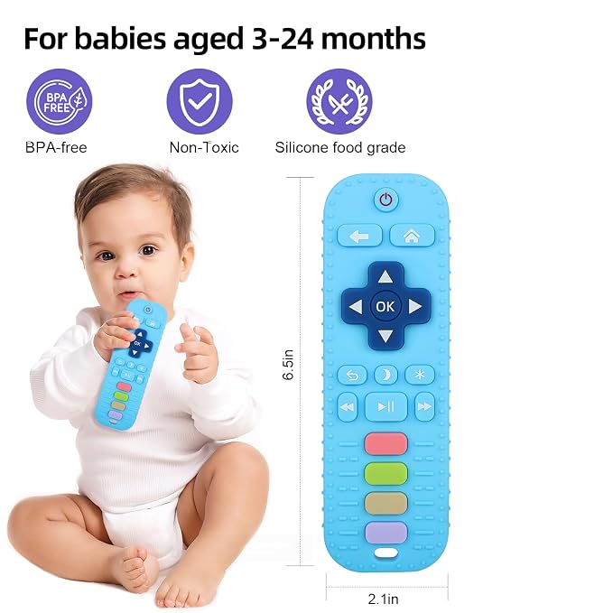 Chuya Remote Teethers Silicone Baby Teething Toys, TV Remote Teether - Image 2