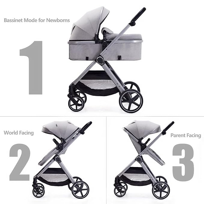 2 in 1 Baby Stroller, Newborn Infant Toddler Convertible Pram Stroller - Image 2