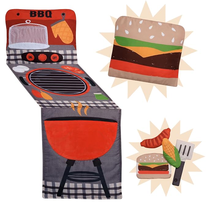 Lambs & Ivy Interactive 2-n-1 Soft Toddler Hamburger/Barbeque Pillow Play Set by LambsIvy