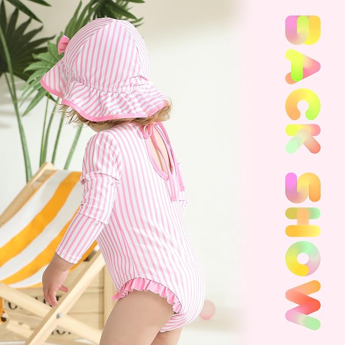 YOUNGER TREE Infant Baby Girls Swimsuit Long Sleeve Swimsuits One Piece - Image 3