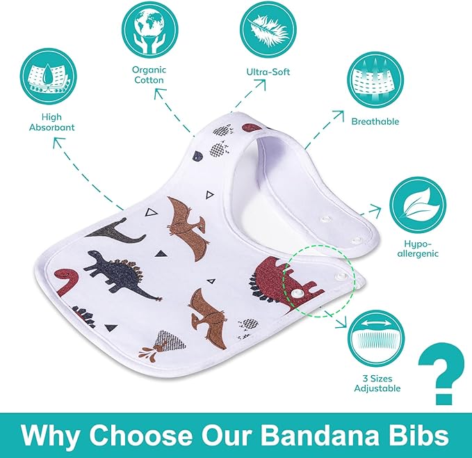 Baby Bibs Soft and Absorbent Organic Cotton Bandana Drool Bibs Set - Image 2