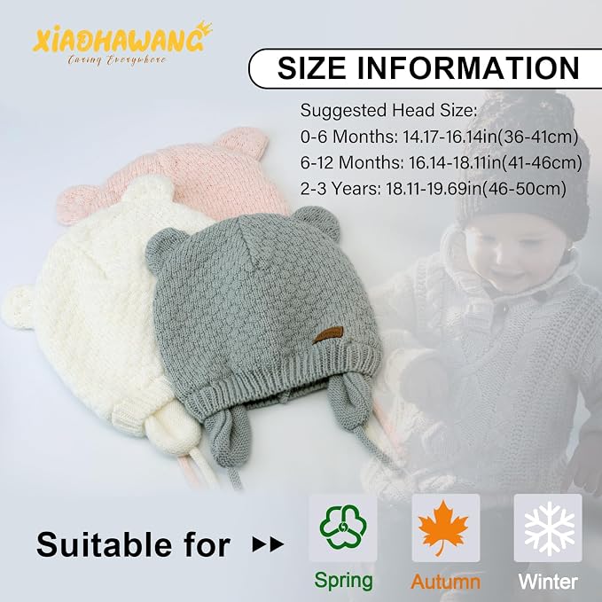 XIAOHAWANG Baby Hat Cute Bear Toddler Earflap Beanie Warm - Image 6
