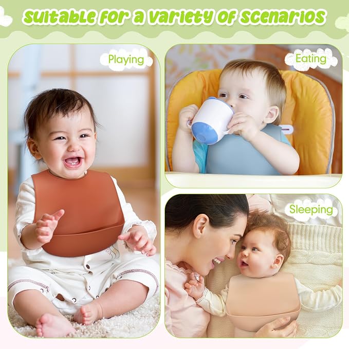 Tioncy 24 Pcs Silicone Bibs for Babies Toddlers Waterproof Adjustable Soft - Image 6