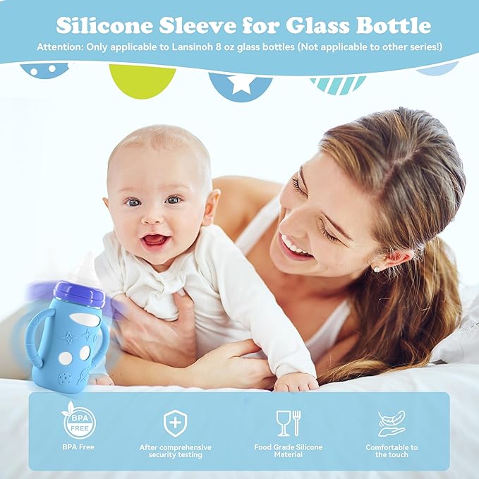 4-Pack Silicone Sleeves for Lansinoh Glass Bottles 5 oz- Starry Sky Design Baby - Image 5