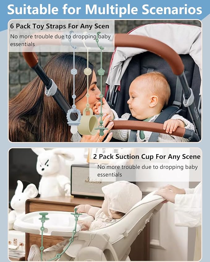 6 Pack Silicone Baby Toy Straps - Image 7