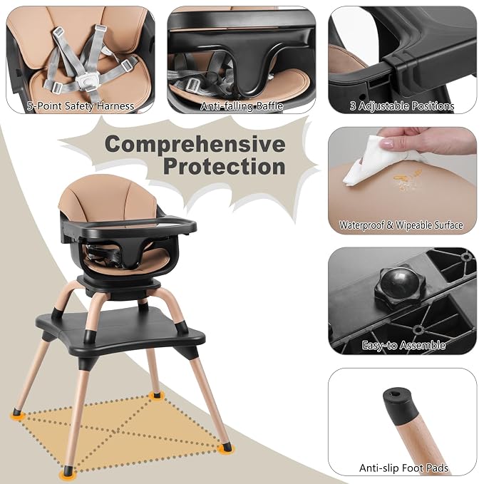 Baby High Chair, 7 in 1 Convertible High Chairs - Image 7