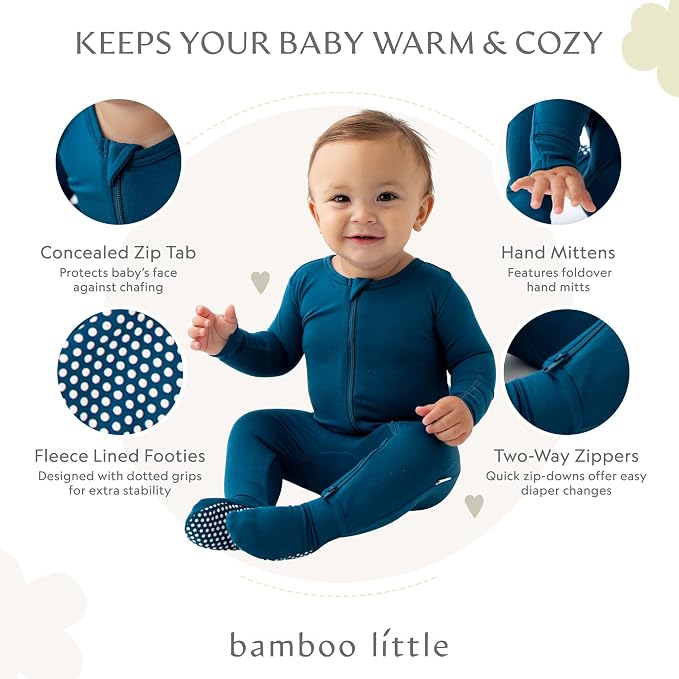 Bamboo Little Soft Baby Footie Pajamas, Baby Clothes, Newborn Sleepers - Image 2
