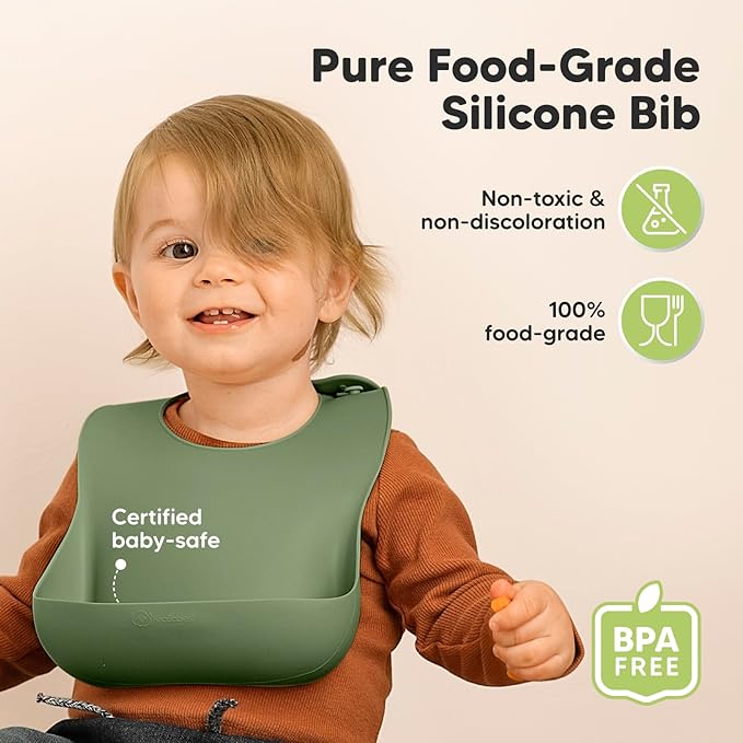KeaBabies 2-Pack Silicone Baby Bibs - Image 2