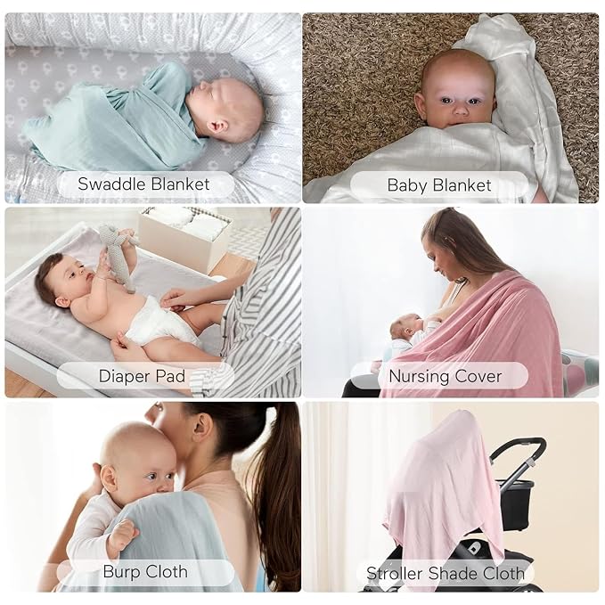 Momcozy Muslin Swaddle Blanket, 4 Pack Large 47 X 47 Inches Breathable - Image 6