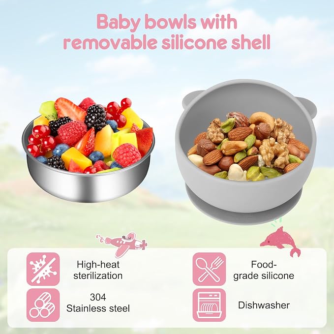 2 Pack Stainless Steel Baby Bowls - Image 4
