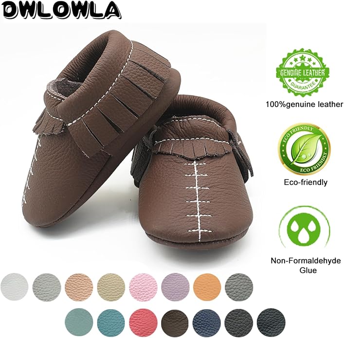 OWLOWLA Baby Moccasins Soft Sole Leather Baby Shoes Infant Toddler Pre-Walker - Image 4