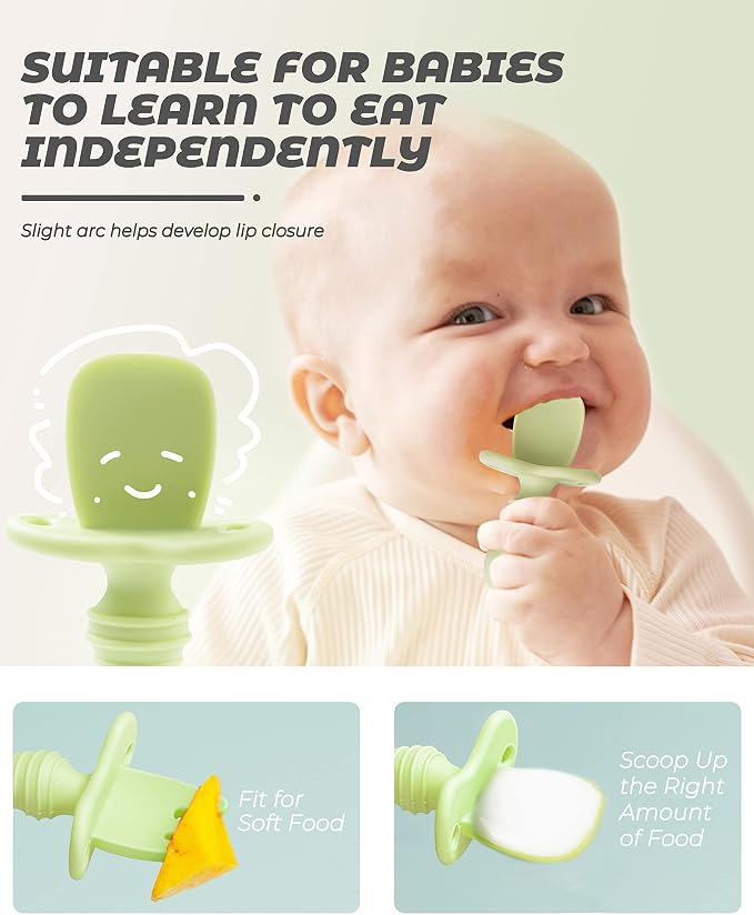 DF DUALFERV 4 Pcs Baby Spoons Self Feeding 6 Months, Silicone Baby Spoons First - Image 6