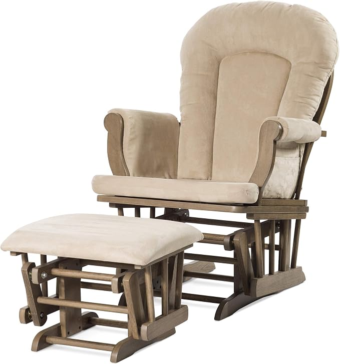 Child Craft Cozy Glider Rocker and Ottoman Set, Padded Cushion by ChildCraft