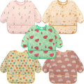 Accmor 5 Pack Long Sleeve Bibs, Baby Smock Waterproof Sleeved Bib Smock by Accmor
