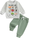 Nyapruwe Toddler Baby Boy Fall Outfit Funny Print Long Sleeve Sweatshirt by Nyapruwe