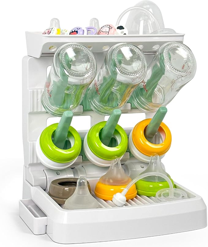 Baby Bottle Drying Rack for 6 Bottles, Vertical Cup Drying Holder, Space Saving by CINWWNI