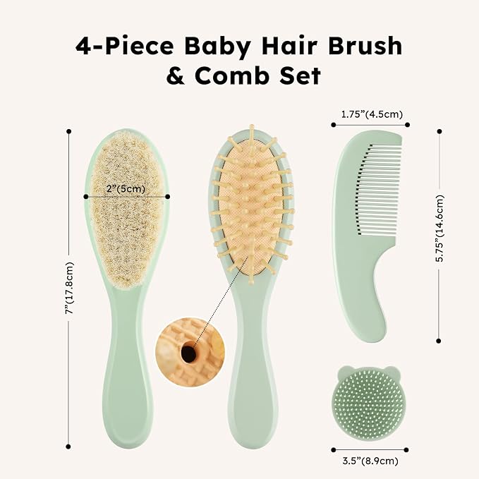 Yoofoss 4 Piece Baby Hair Brush and Comb Set，Wooden Baby Hair Brush - Image 7