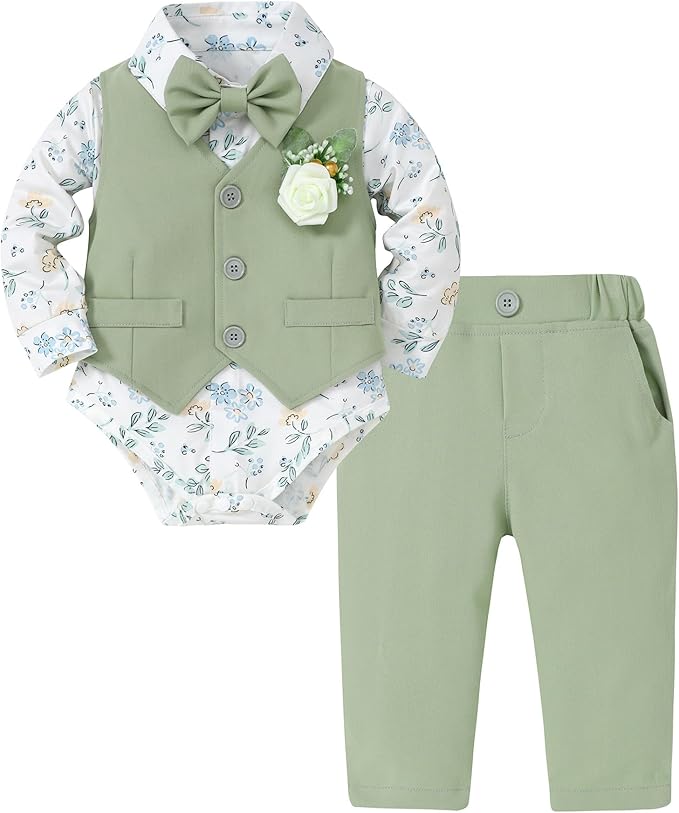 SANMIO Baby Boy Clothes Suits Infant Gentleman Outfit Collared Dress by SANMIO