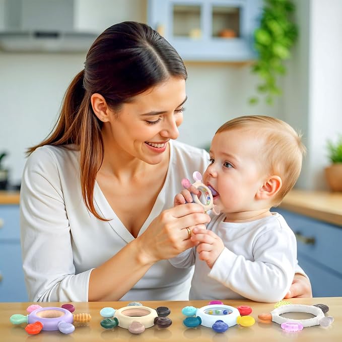 akolik Teething Toys for Babies, Baby Teethers Toy Teething Ring Silicone - Image 7