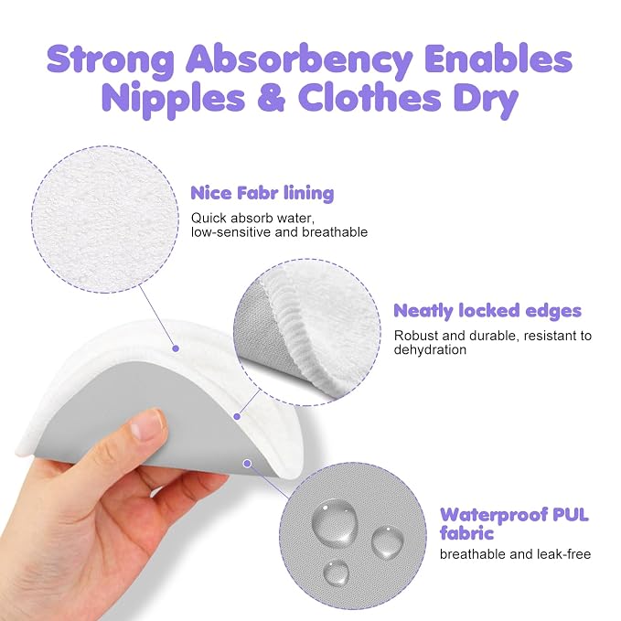 14 PCS Reusable Breast Pads for Breastfeeding – Washable Nursing Pads, Reusable - Image 4