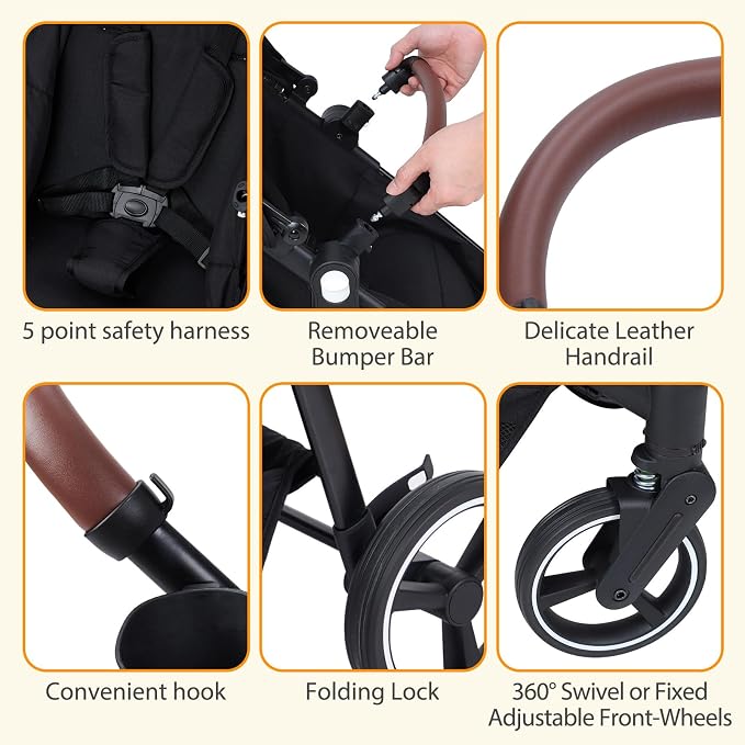 Tandem Double Stroller Newborn and Toddler, Foldable Twin Stroller - Image 7