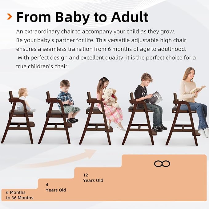 Solid Wood high Chairs for Toddlers, High Chair Grows - Image 6