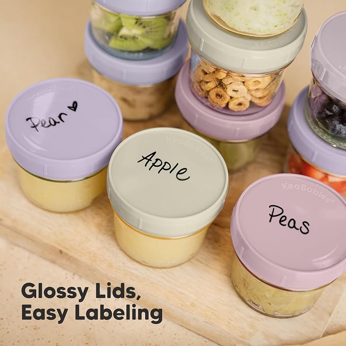 KeaBabies 12pk 4oz Glass Baby Food Containers - Image 6