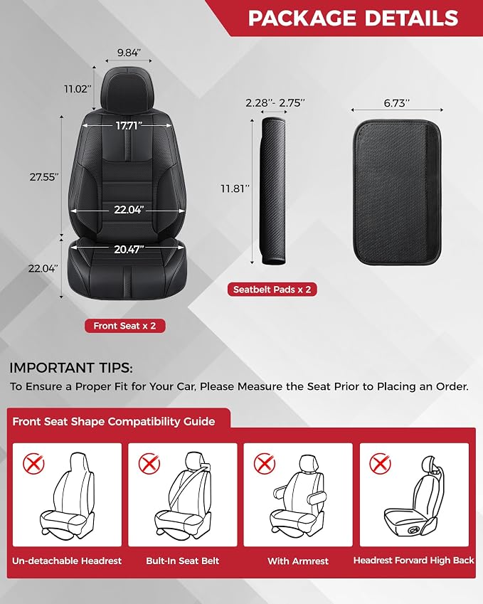 FREESOO Black Front Car Seat Covers - Image 2