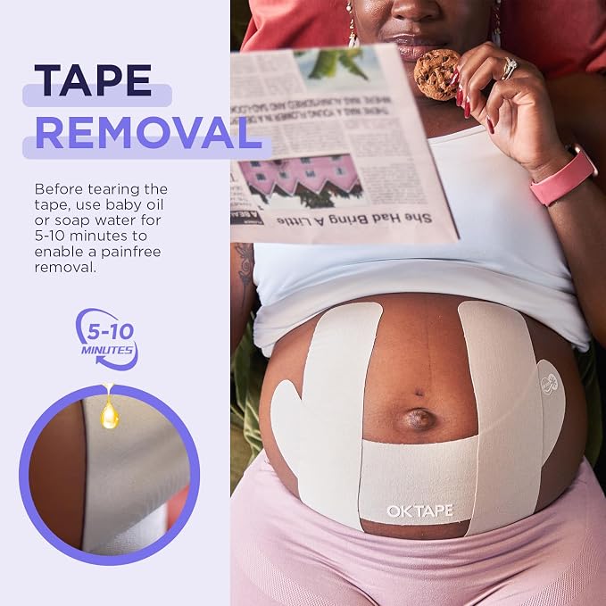 OK TAPE Pregnancy Belly Tape, Hypoallergenic Precut Belly Band Support - Image 8