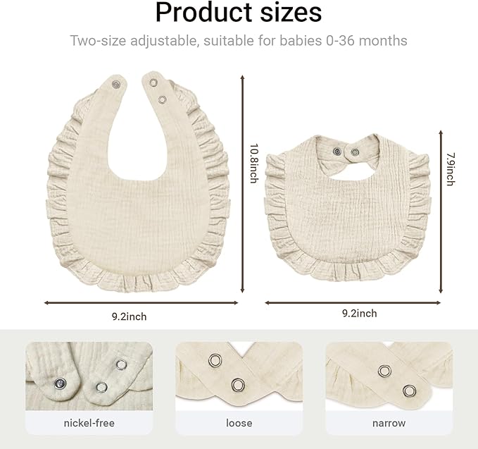 Baby Muslin Bibs, Soft and Absorbent Cotton - Image 3