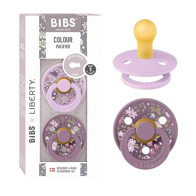 BIBS Colour Liberty Soother 2-Pack, BPA Free Dummy Pacifier, Round Nipple. by BIBS