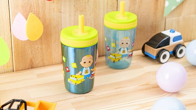 Zak Designs CoComelon Kelso Tumbler Set, Leak-Proof Screw-On Lid - Image 9